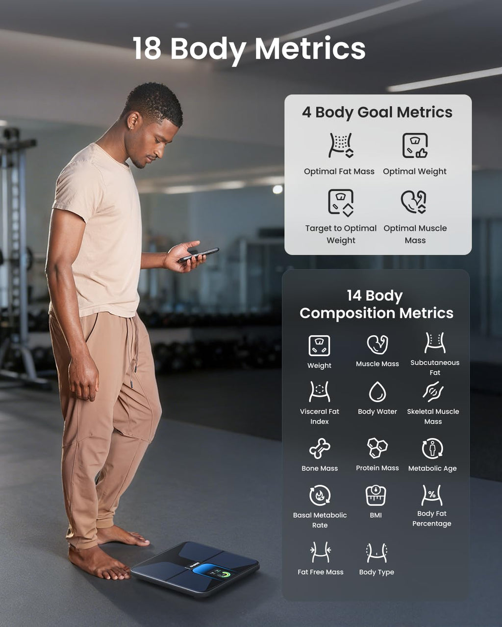 Wi-Fi Bluetooth Rechargeable Body Fat Smart Scale I3818