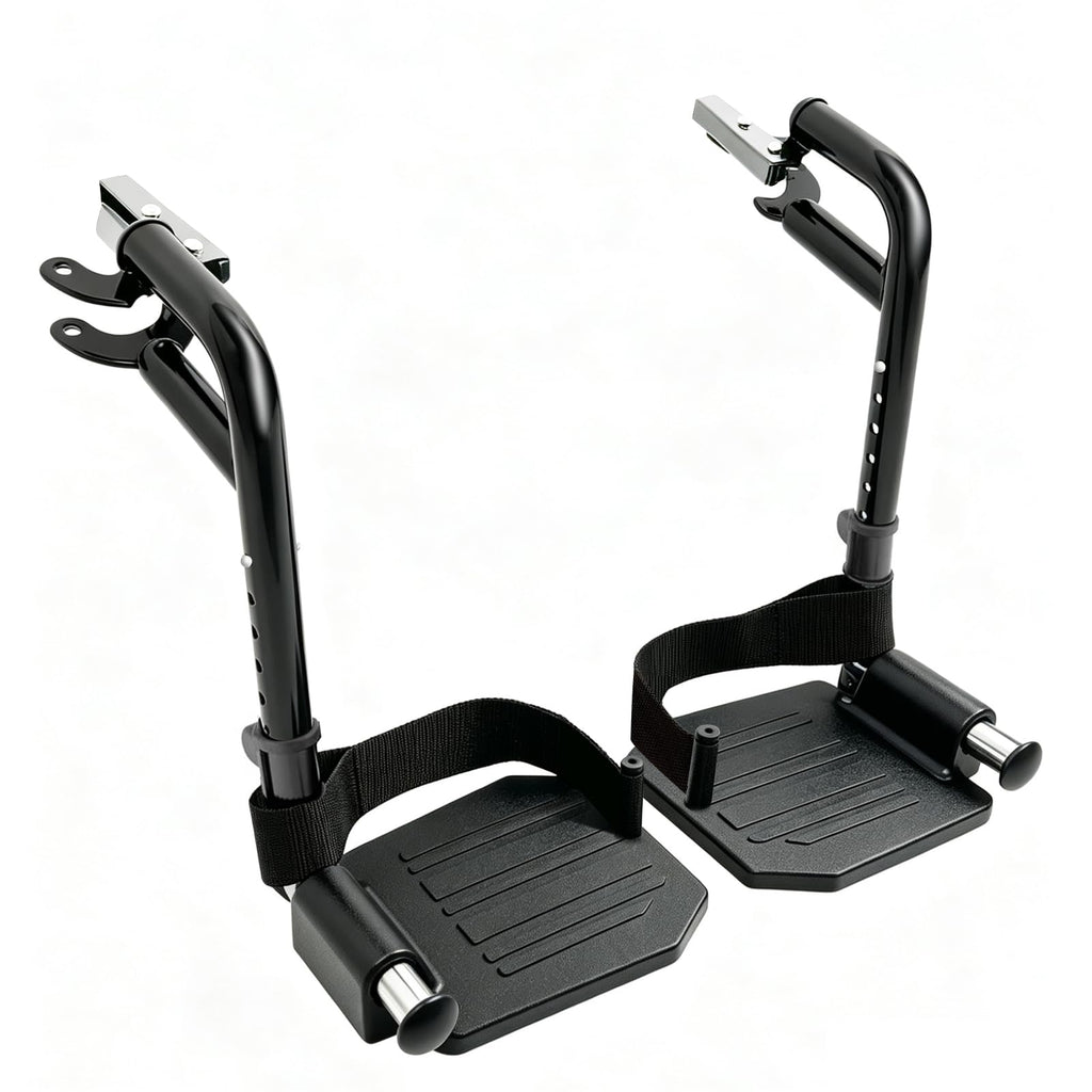 Black Wheelchair Footrest Replacement with Heel Loop J638