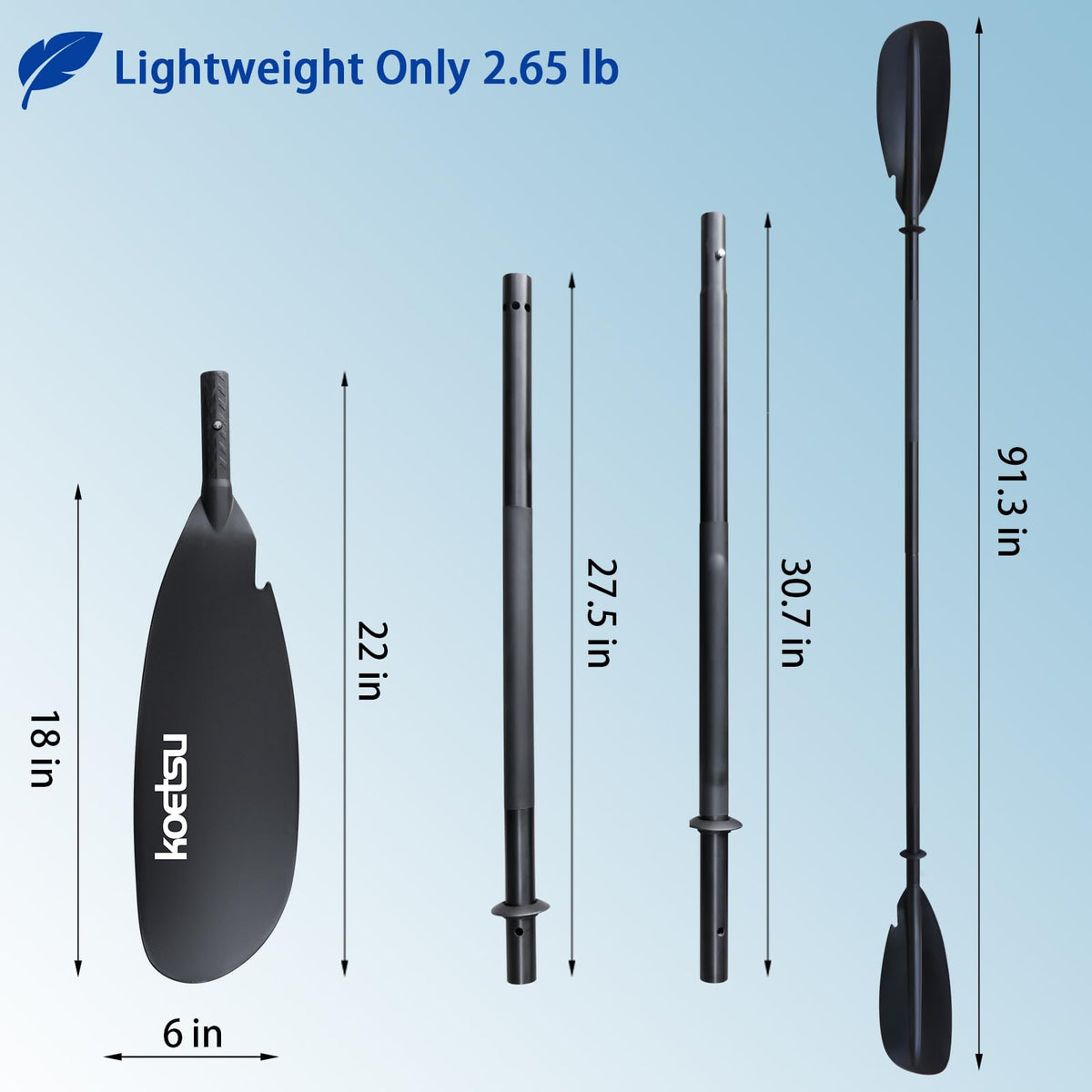 Aluminum 4-Piece Adjustable Double-Sided Kayak Paddle O868474