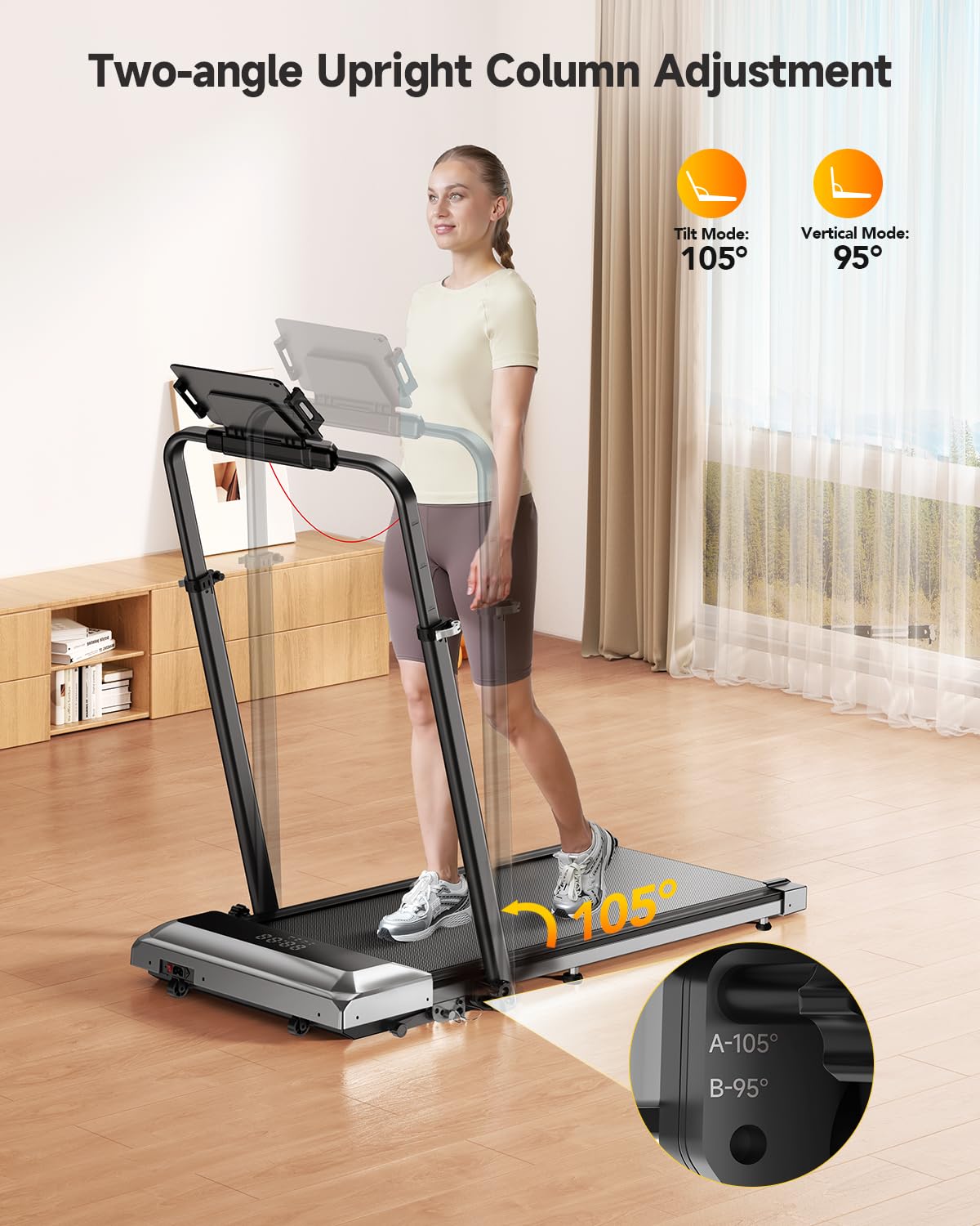 Folding Treadmill with Incline and Adjustable Handle Bar H86648
