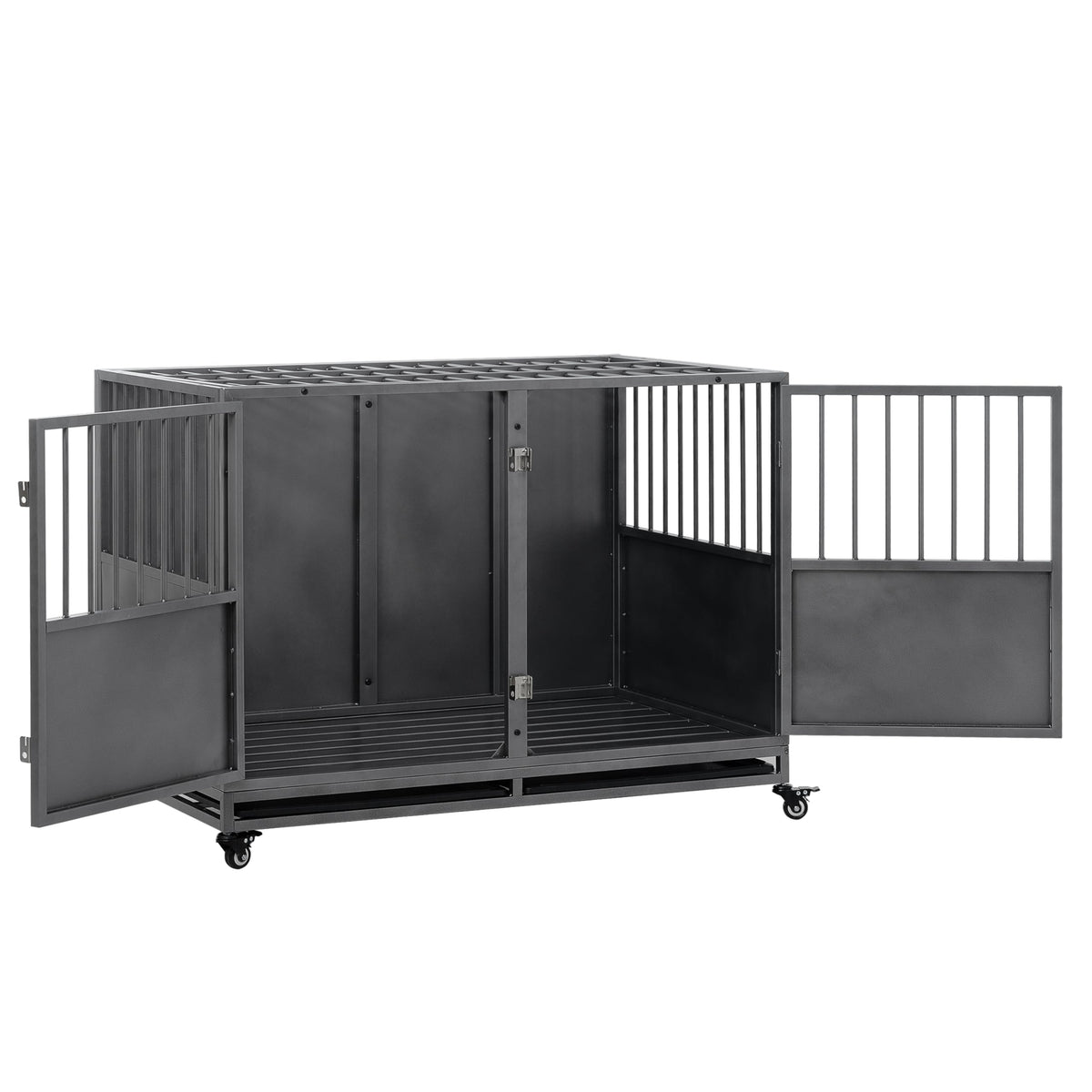 48 inch Heavy Duty Folding Metal Dog Cage with Divider Panel E203