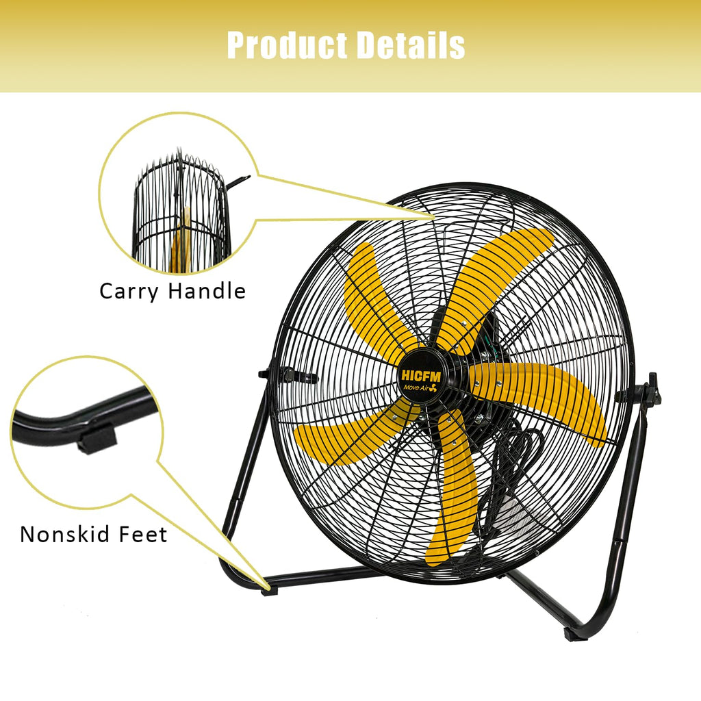 2 Pcs 20-inch 5300 CFM High Velocity Metal Floor Fan X824