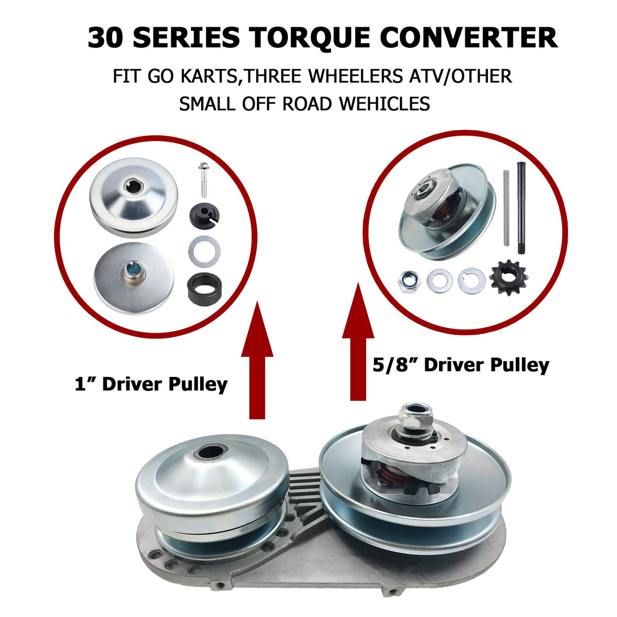 1 Inch Torque Converter Go Kart Pulley Kit with 10T #40 41 and 12T #35 Sprocket C954