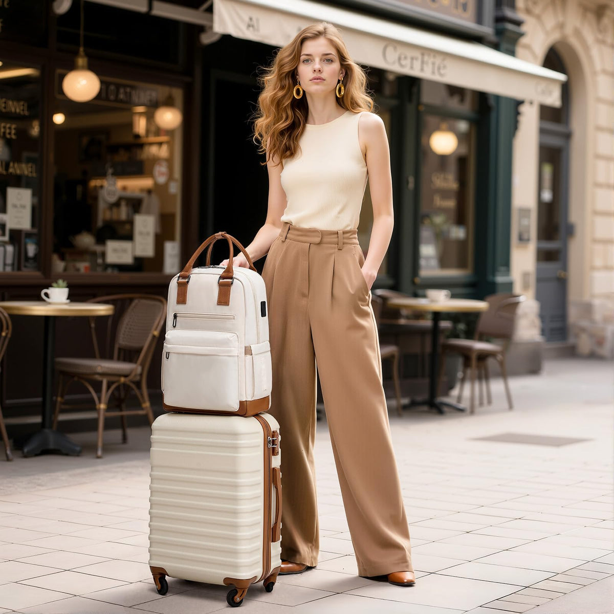 White 3 Piece Hardside Luggage Set U6366