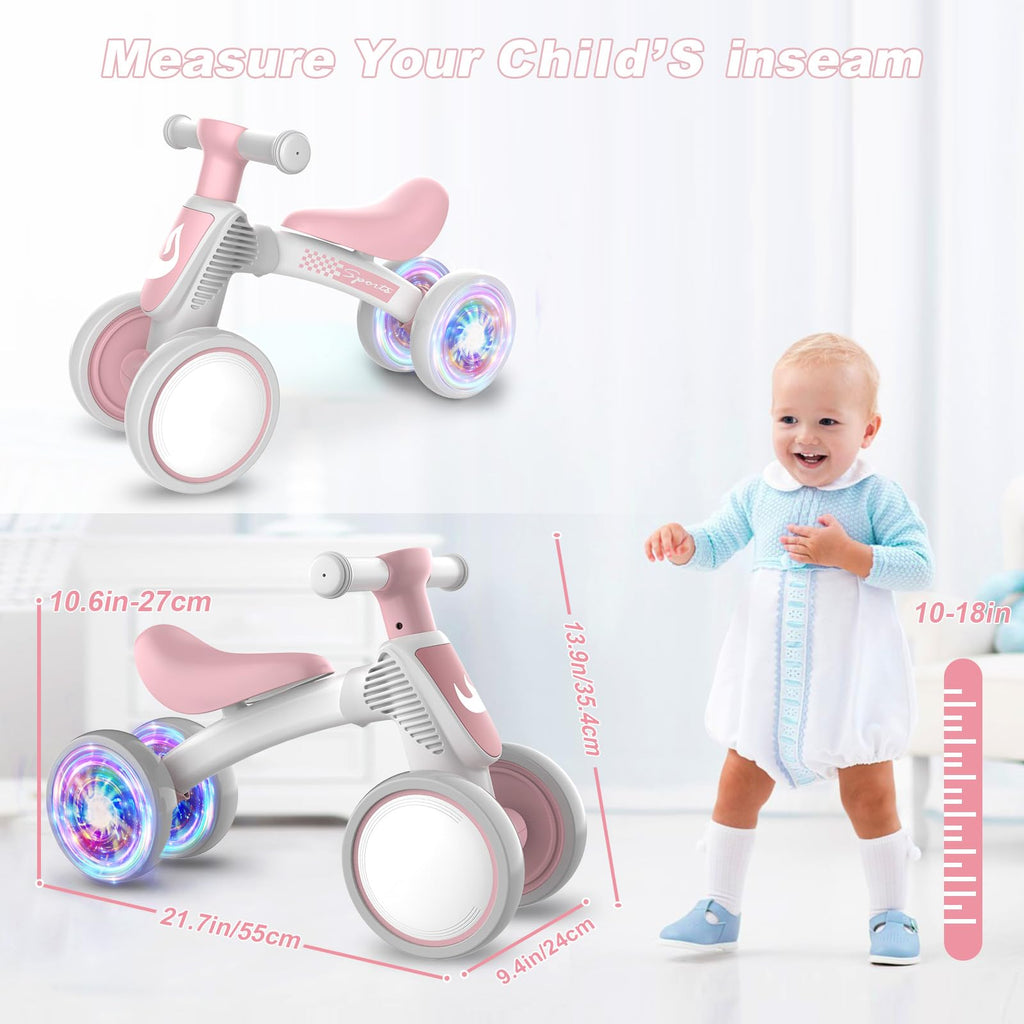 Baby Balance Bike No Pedal 4 Wheels Soft Seat N2376