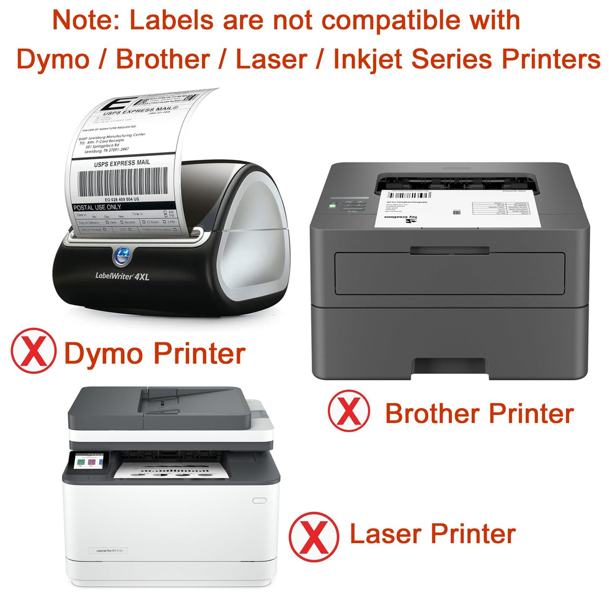 4"x 6" Direct Thermal Labels, 4 Rolls, 4000 Labels I180