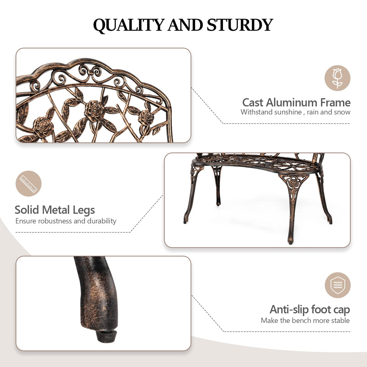 2 Seater Cast Iron Cast Aluminium Garden Bench I910