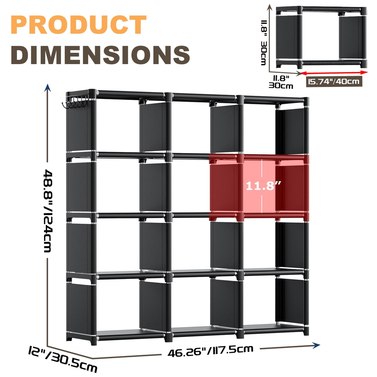 Black 12 Cube Metal Bookcase J3457