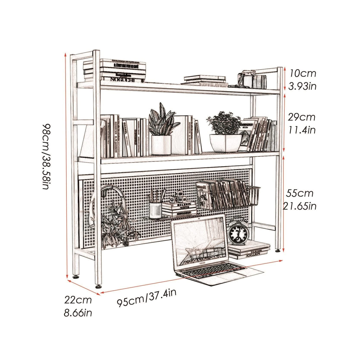 White Metal Desktop Bookshelf O482400