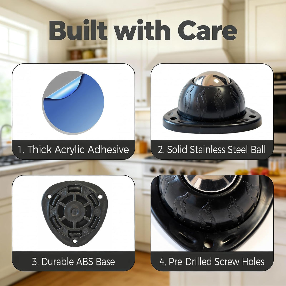 4 Pack Self Adhesive Swivel Casters Y401