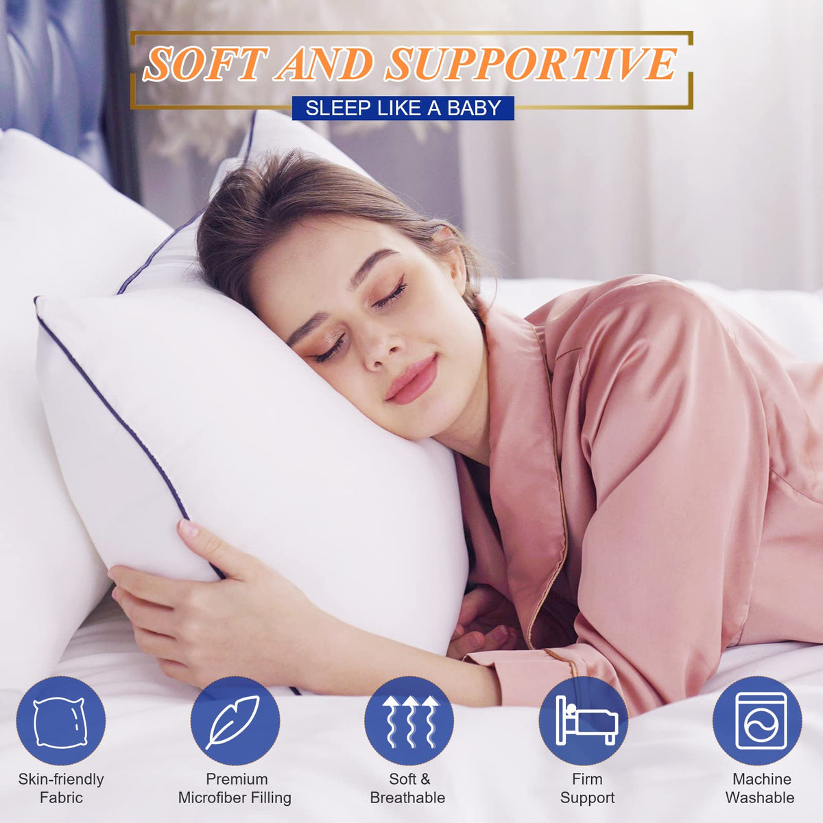 King Size Set of 2 Cooling Bed Pillows N1914