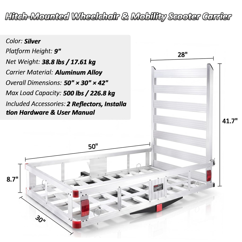 50" Aluminum Wheelchair Carrier with Ramp Q553