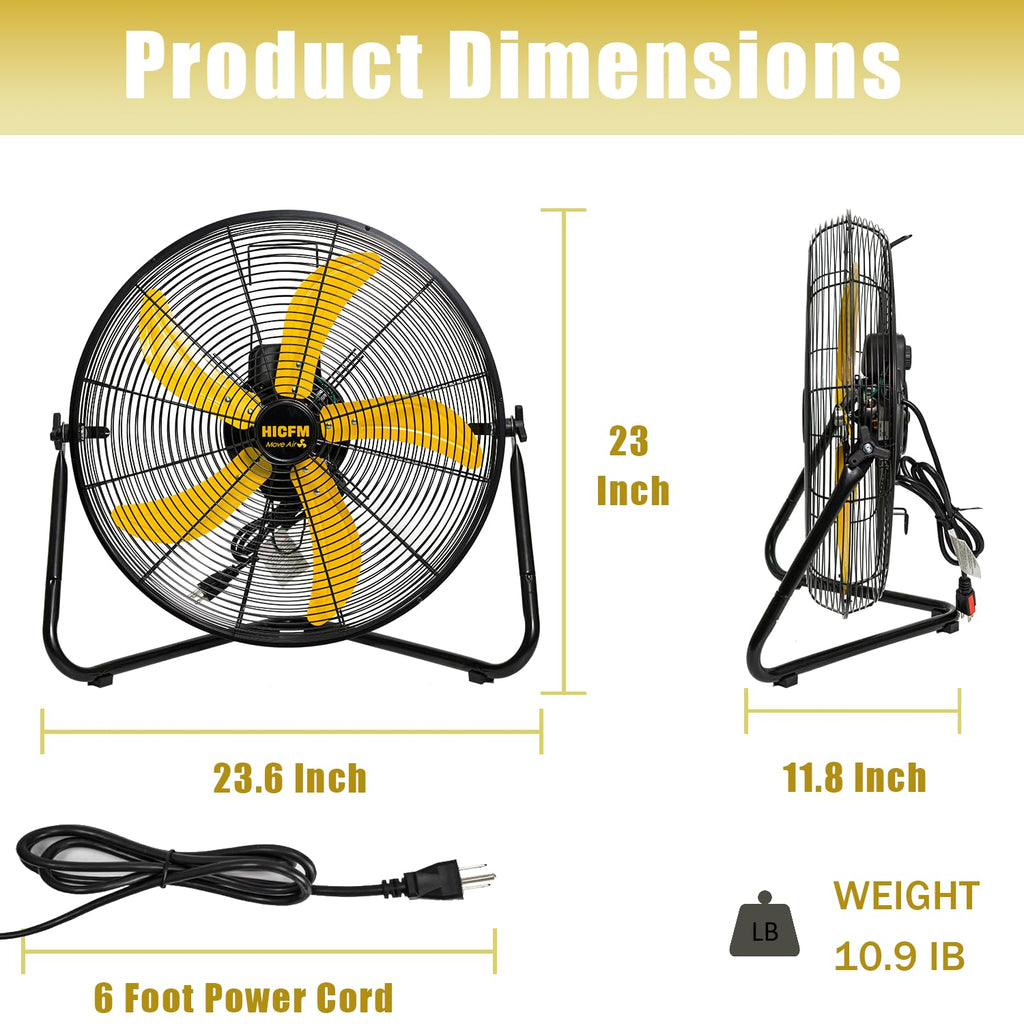 2 Pcs 20-inch 5300 CFM High Velocity Metal Floor Fan X824