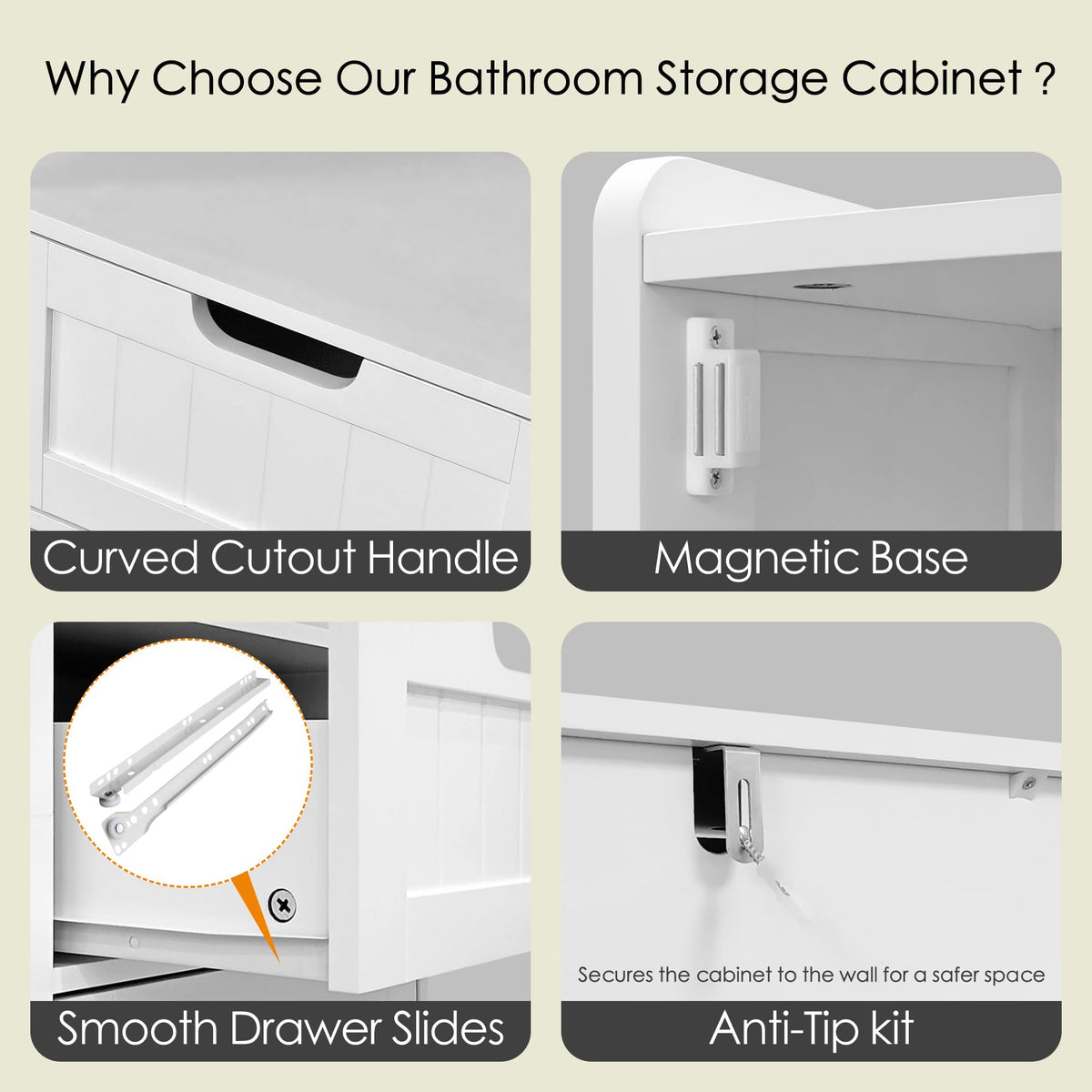 67" H Tall White Bathroom Storage Cabinet Z304