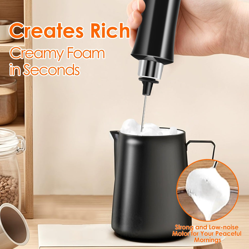 Rechargeable Handheld Milk Frother with 3 Stainless Steel Whisks S935494