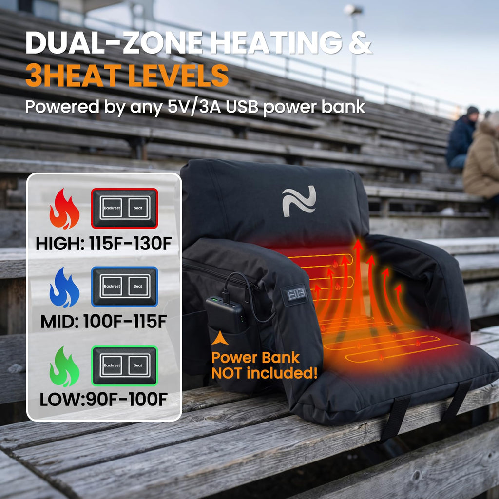 25in Extra Wide Thick Heated Stadium Seats with Back Support R328