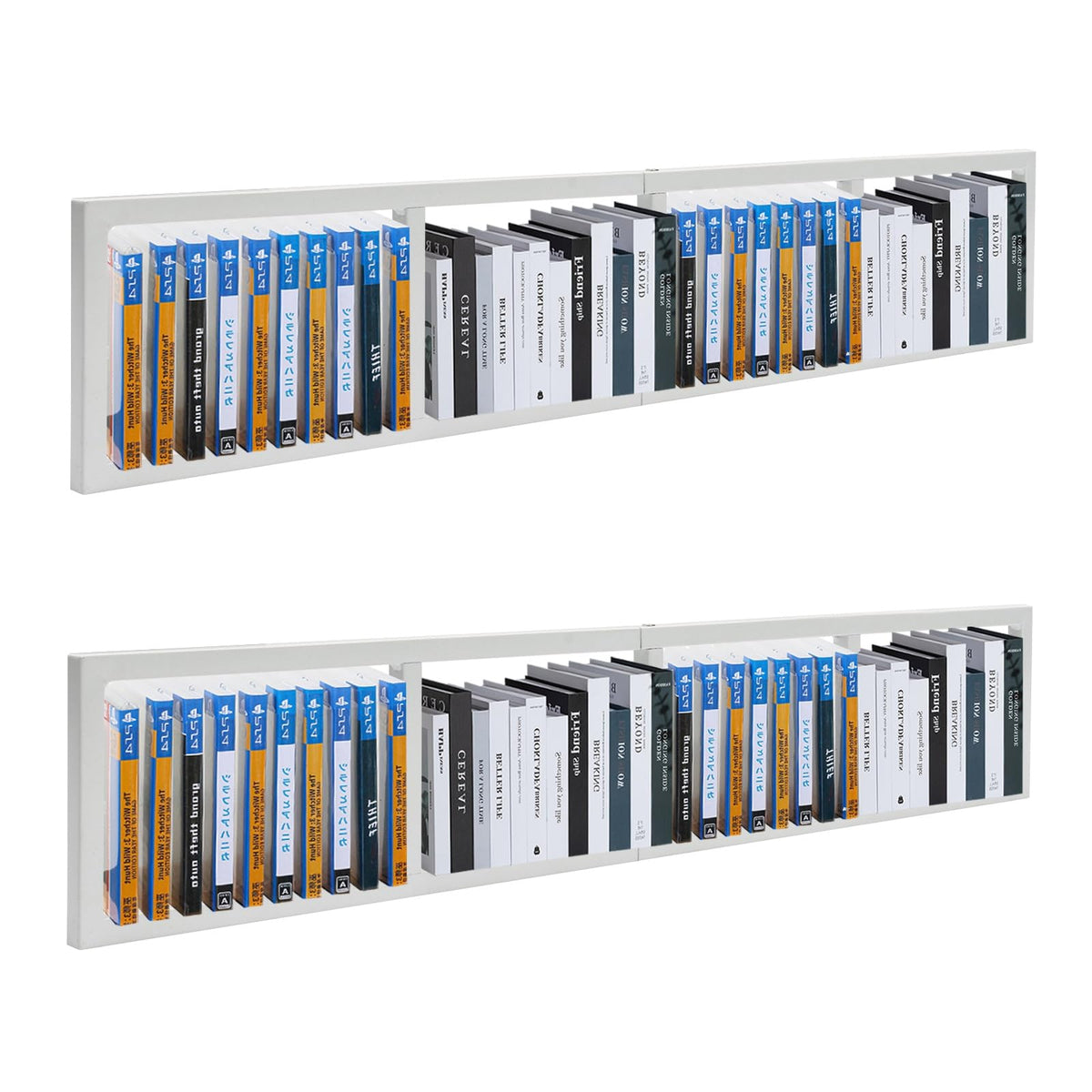 2 Pcs 34Inch White Wall Mount CD DVD Storage Shelf K595748