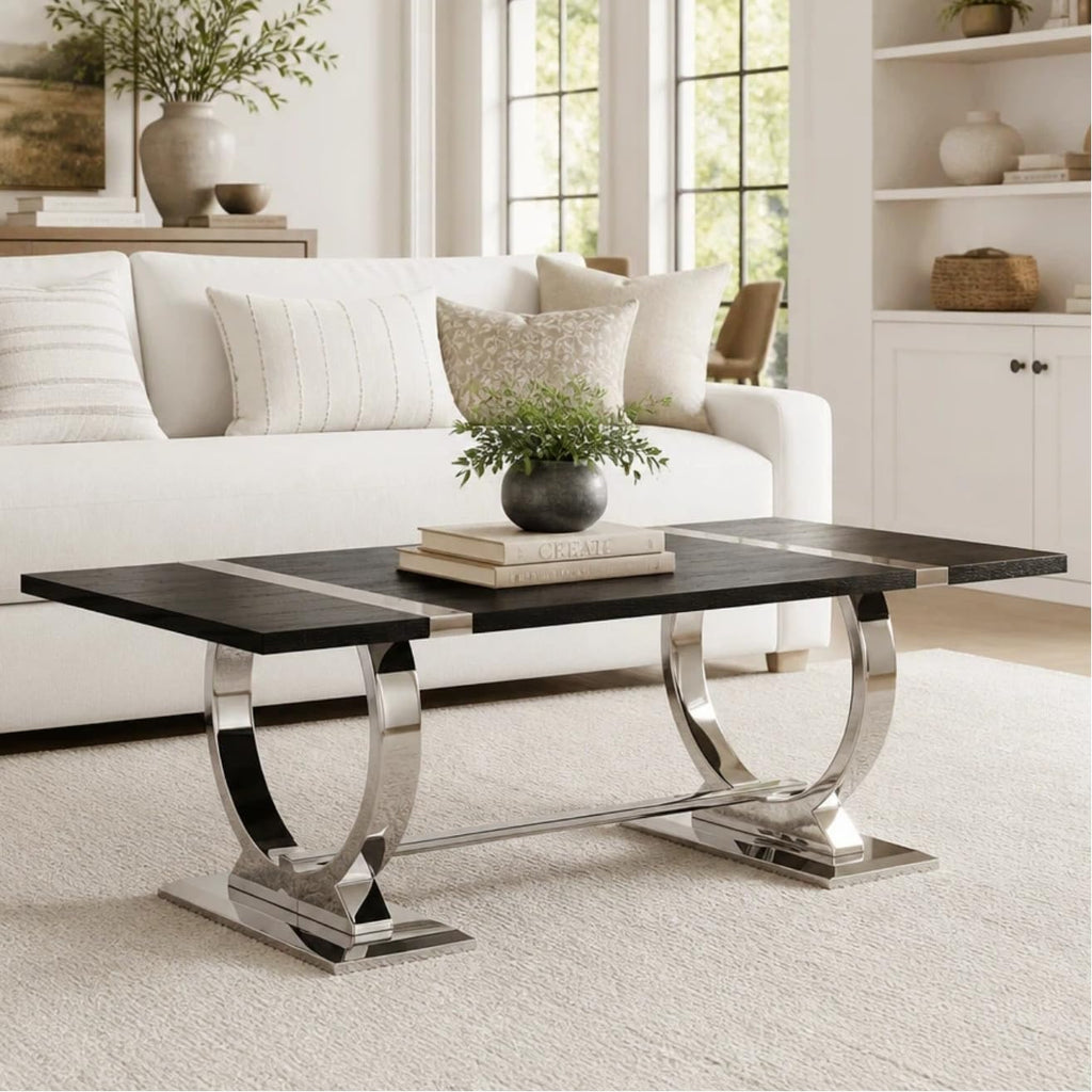 50" Black and Silver Coffee Table R2339