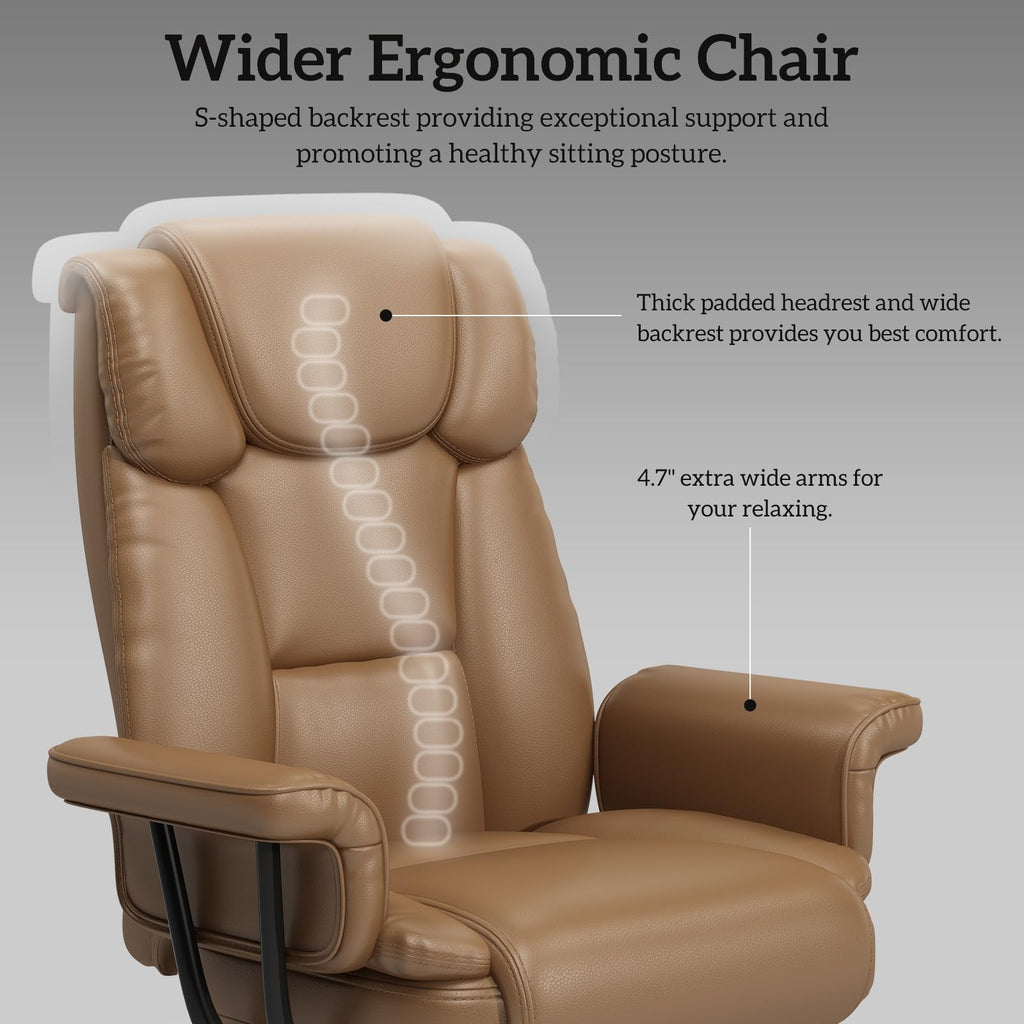 Brown Reclining Office Chair with Footrest S967271