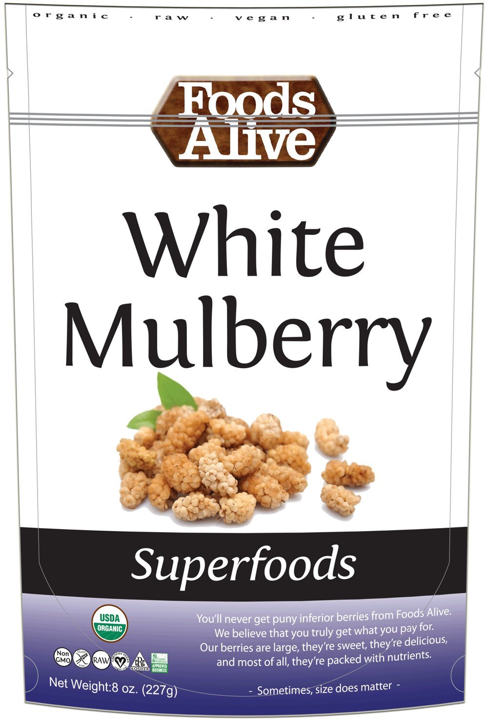 Organic White Mulberries Dried 8 oz F955278