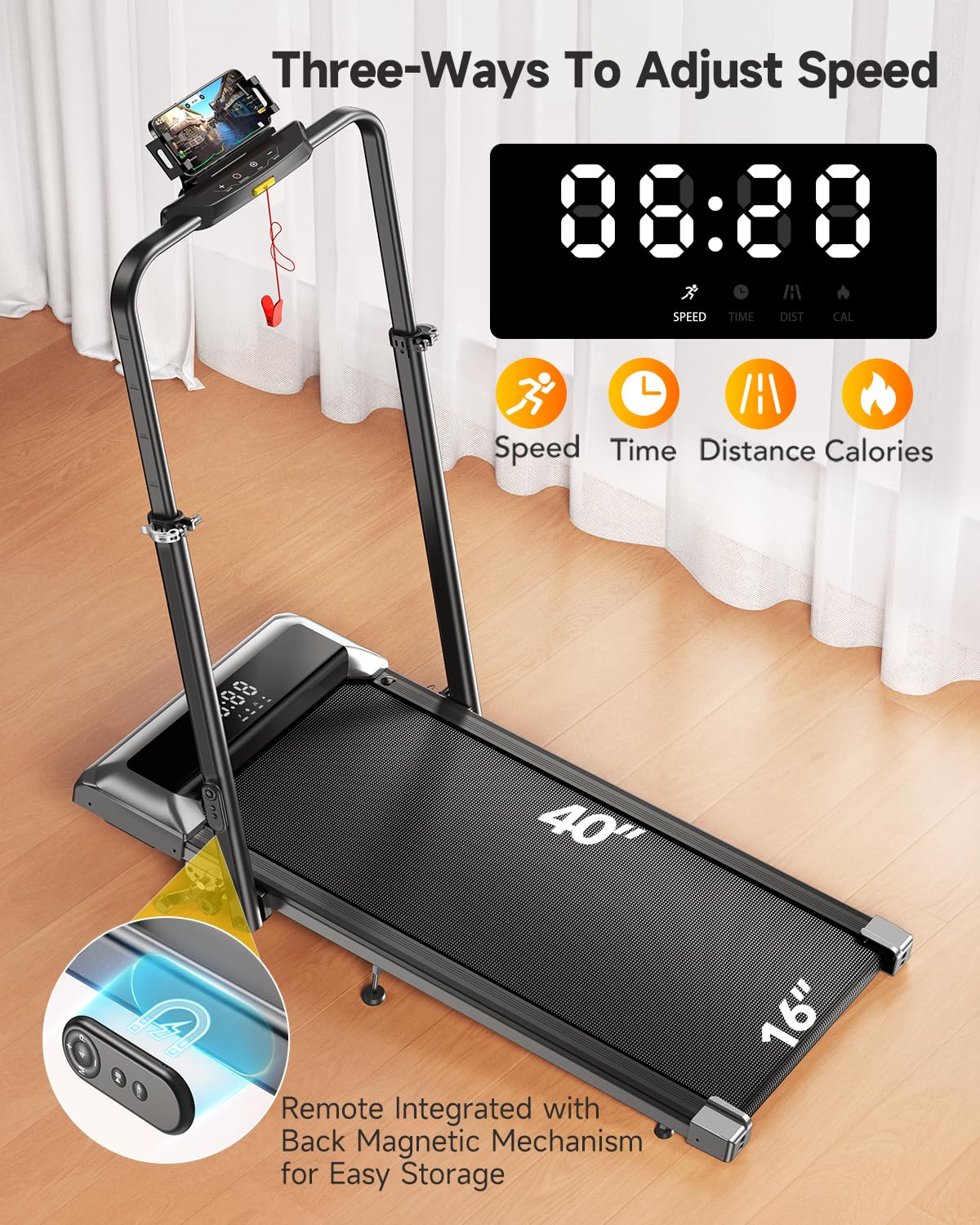 Folding Treadmill with Incline and Adjustable Handle Bar H86648
