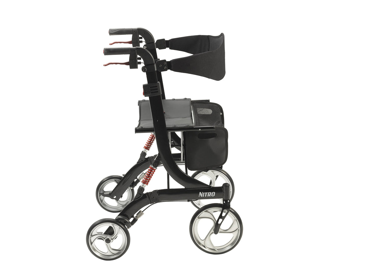 Heavy-Duty Foldable Rollator Walker with Seat, Black S5355
