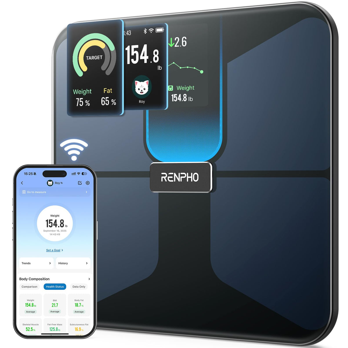 Wi-Fi Bluetooth Rechargeable Body Fat Smart Scale I3818