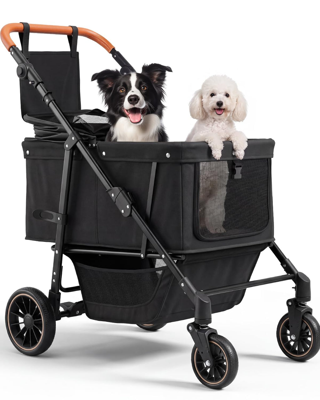 Foldable Ventilated Dog Stroller with Canopy N84146