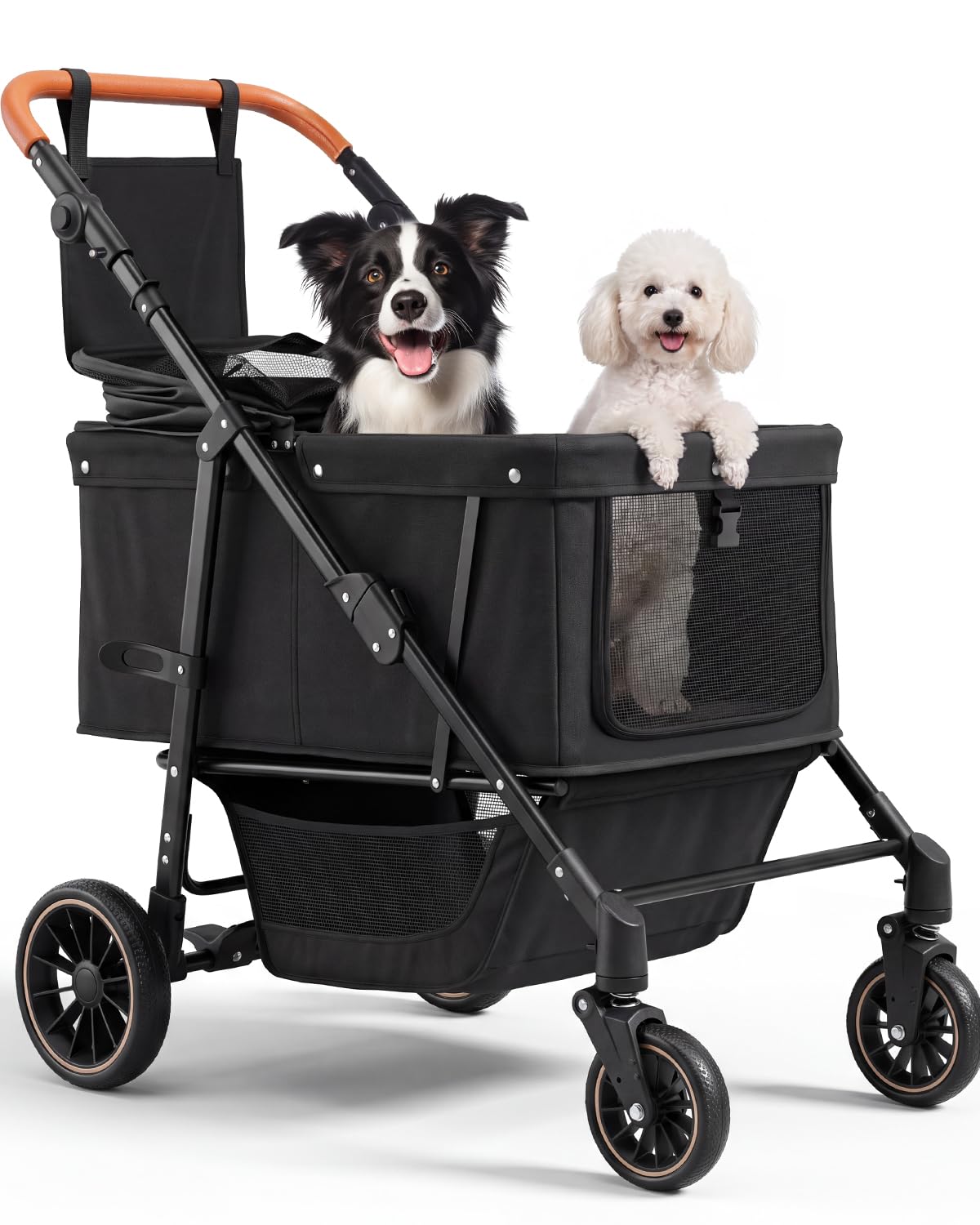 Foldable Ventilated Dog Stroller with Canopy N84146