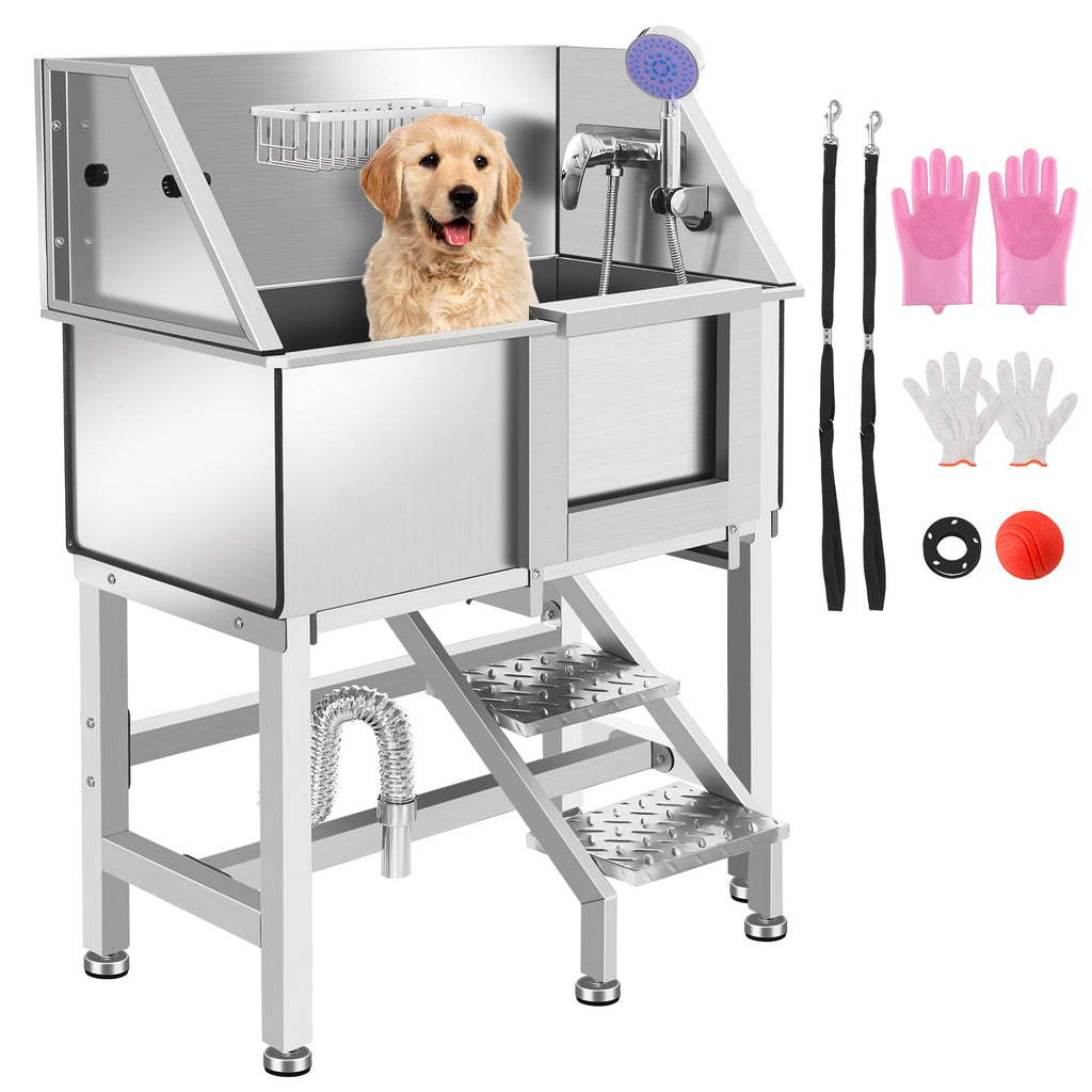 Stainless Steel Dog Washing Station with Stairs E862