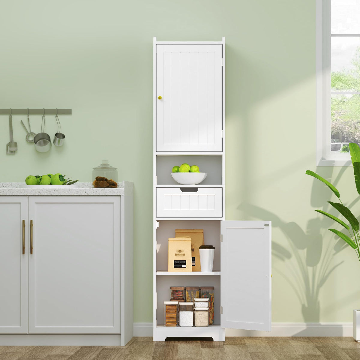 67" H Tall White Bathroom Storage Cabinet Z304