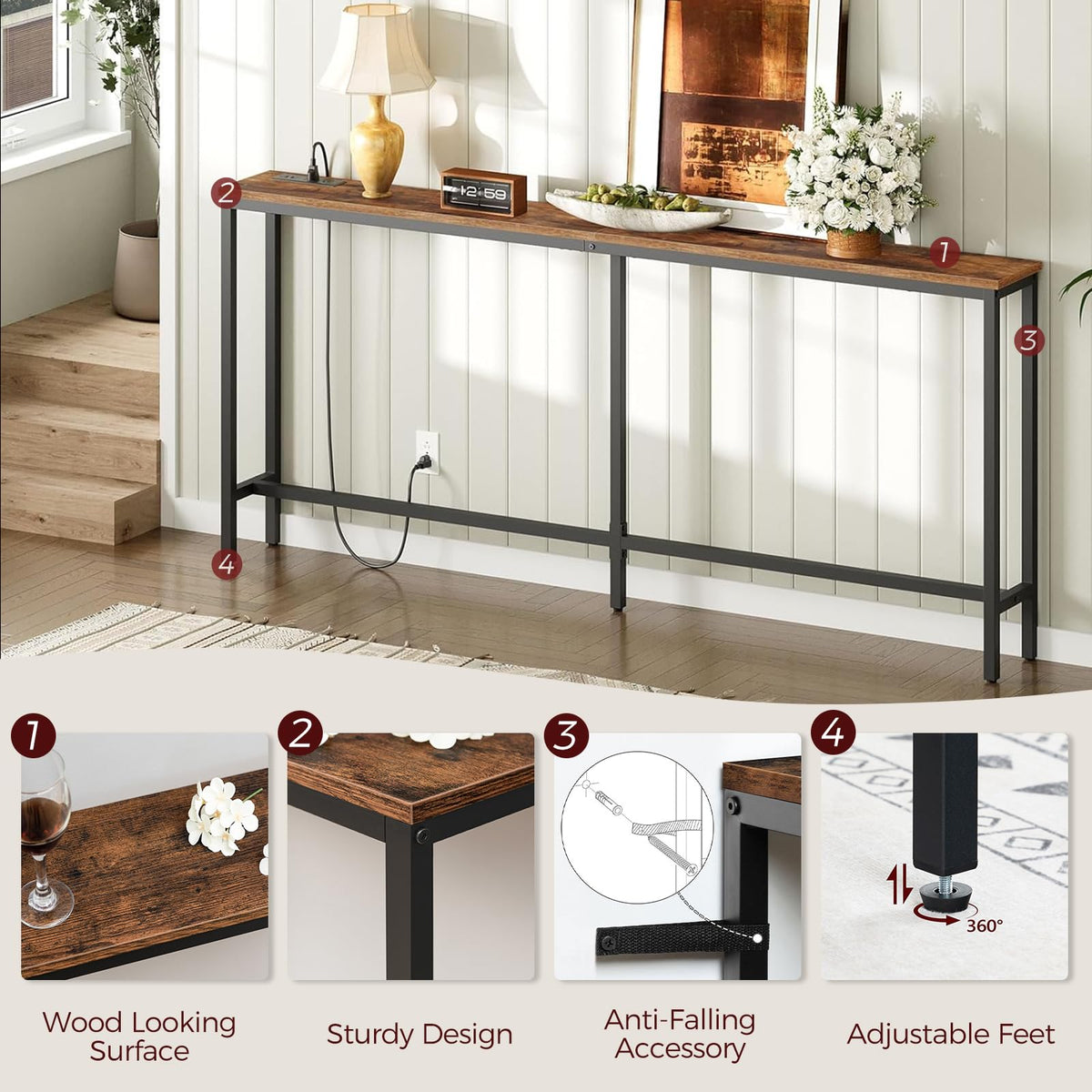 70.9" Narrow Console Table with Power Outlet V346738