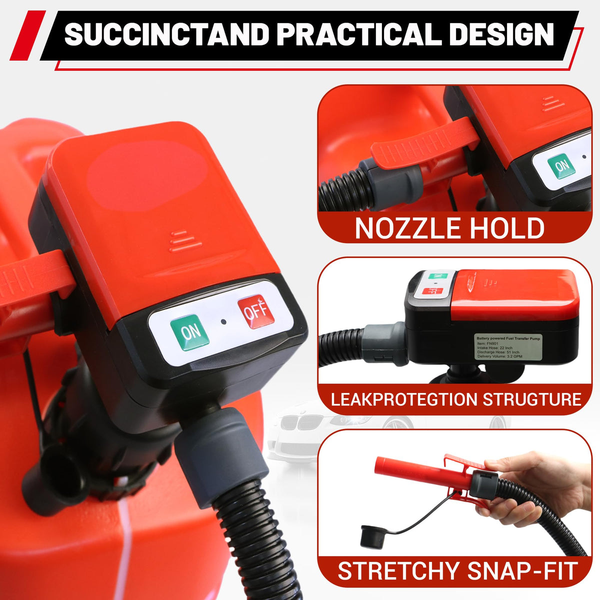 Battery Powered Fuel Transfer Pump with Automatic Stop Nozzle D5530
