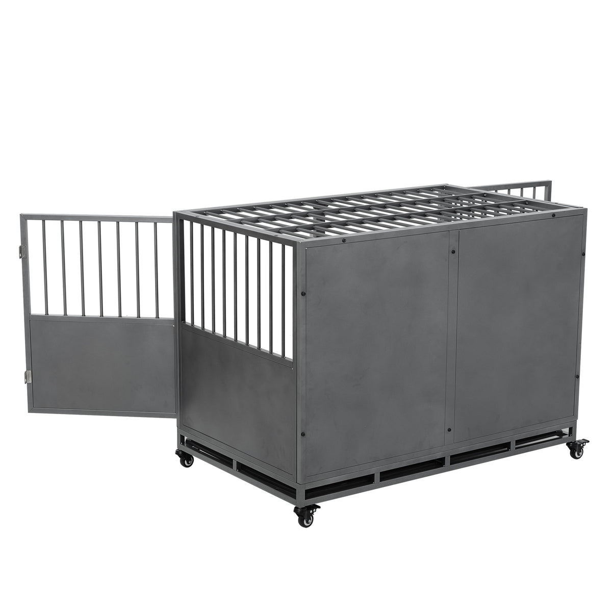 48 inch Heavy Duty Folding Metal Dog Cage with Divider Panel E203