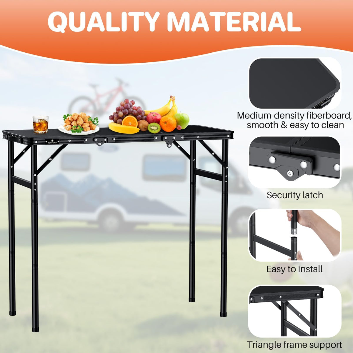Aluminum Folding Camping Table 3 Height Adjustable W185482
