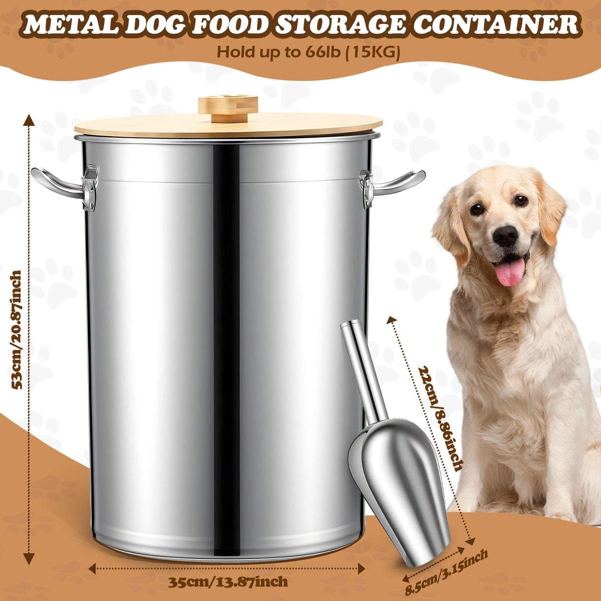 45 Lbs Stainless Steel Airtight Dog Food Storage Container M125524