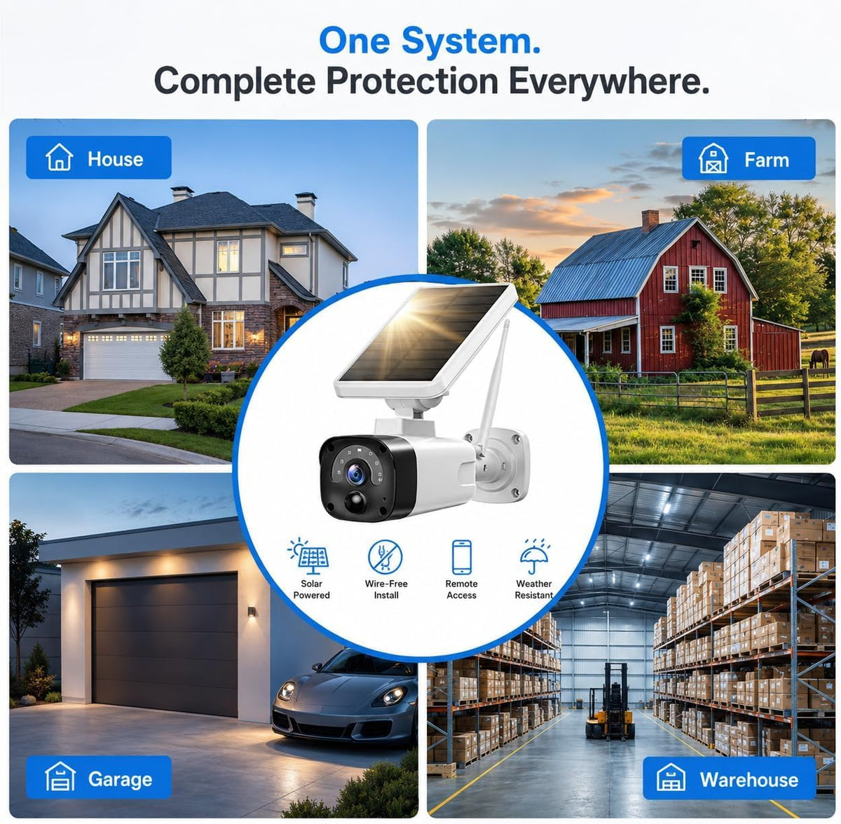 4MP Solar Security Cameras Wireless Outdoor WiFi R715