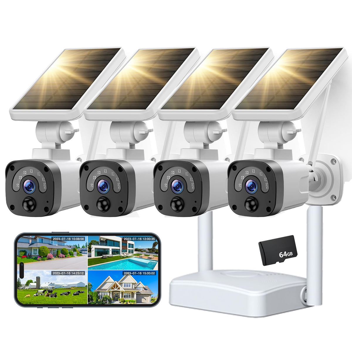 4MP Solar Security Cameras Wireless Outdoor WiFi R715