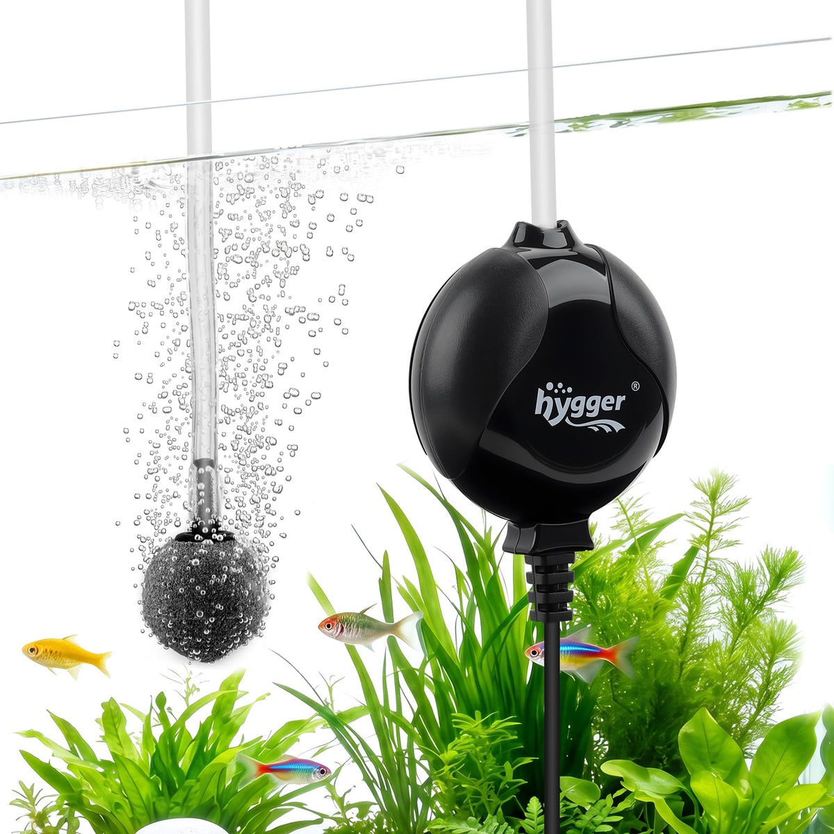 Quiet Mini Aquarium Air Pump 1.5 Watt with Air Stone Black U279