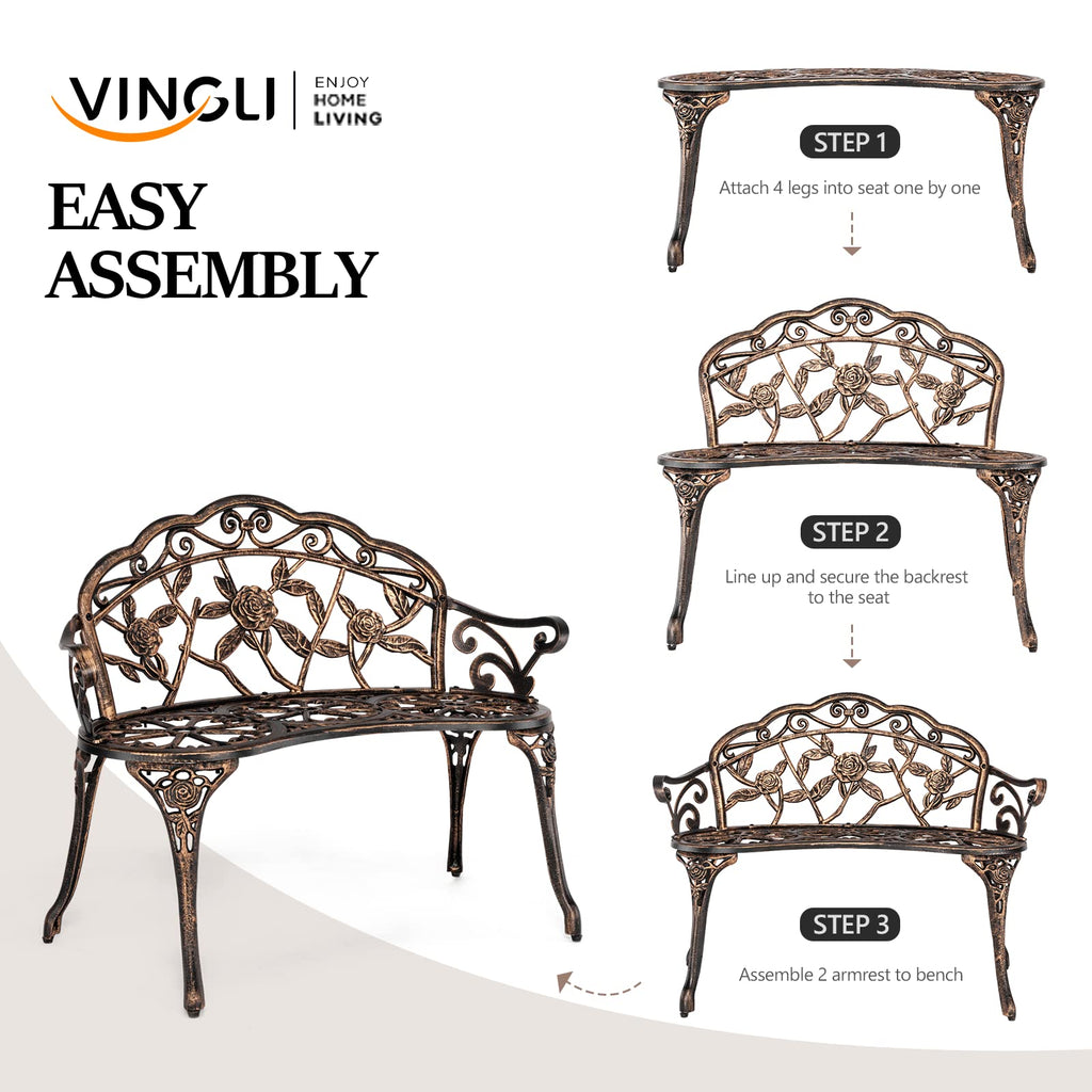 2 Seater Cast Iron Cast Aluminium Garden Bench I910