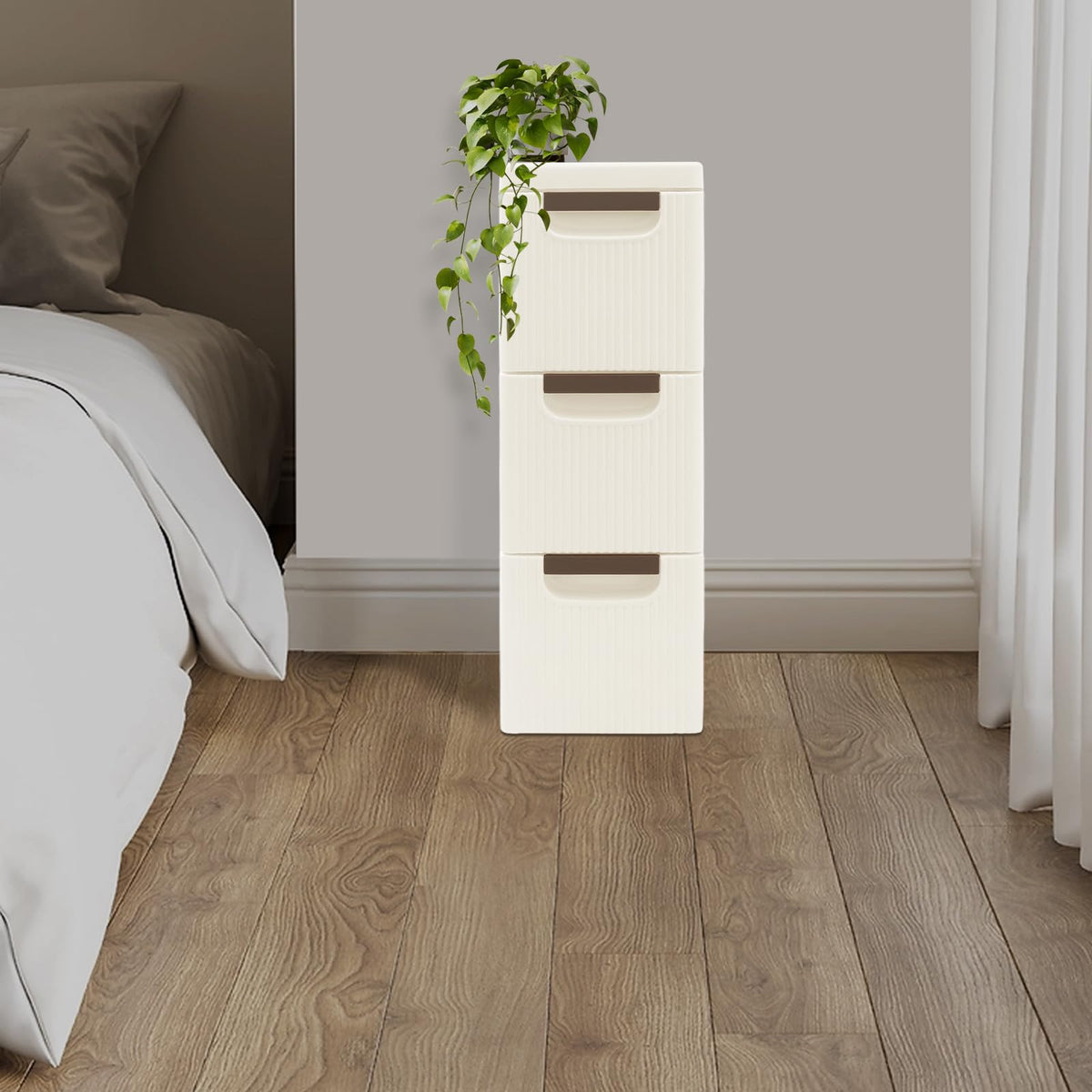 Narrow Rolling Storage Cabinet with 3 Drawers E507453
