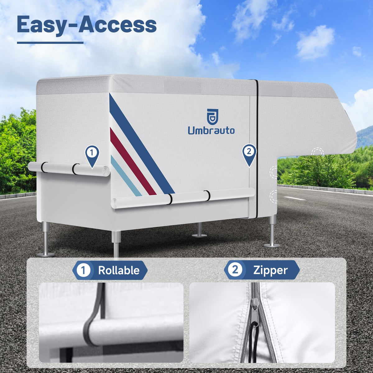 10–12FT Waterproof Oxford Truck Camper Cover with Straps & Air Vents N9340