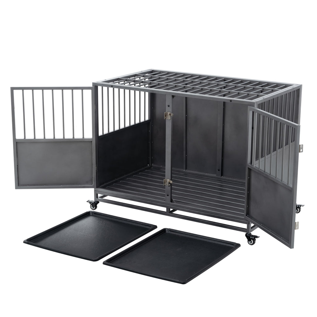 48 inch Heavy Duty Folding Metal Dog Cage with Divider Panel E203
