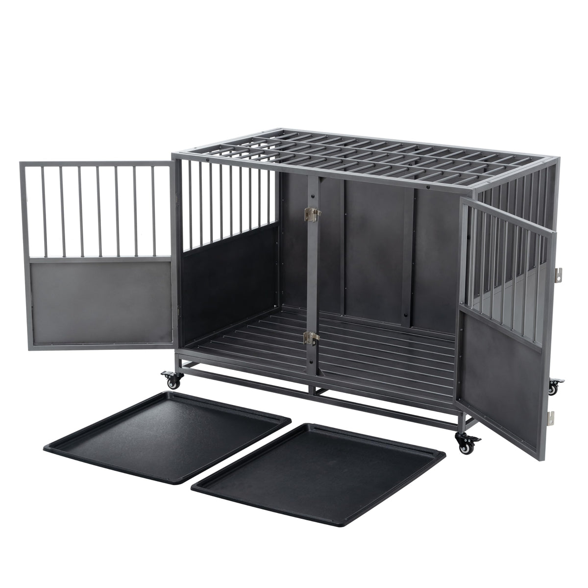 48 inch Heavy Duty Folding Metal Dog Cage with Divider Panel E203
