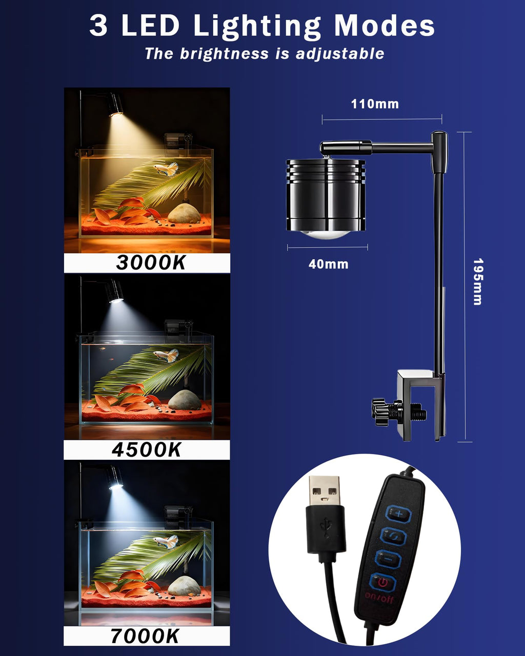 3 Gallon Ultra-Clear Glass Fish Tank with Filter and Led Light N73259