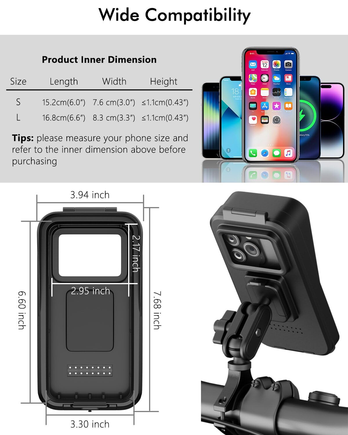 IP65 Waterproof Motorcycle Phone Mount X90984