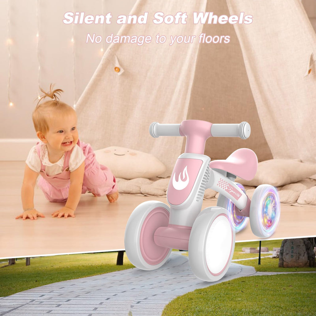Baby Balance Bike No Pedal 4 Wheels Soft Seat N2376