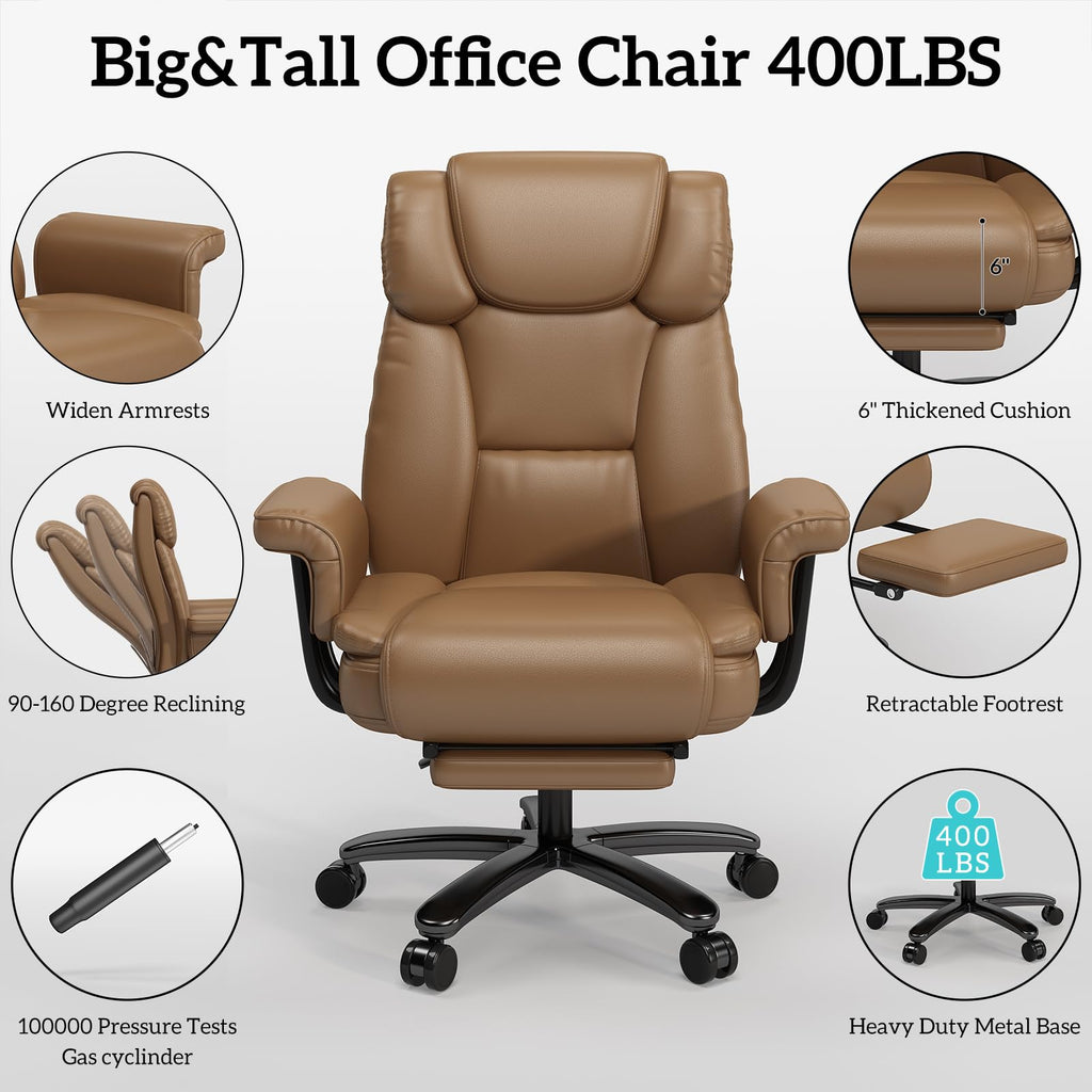 Brown Reclining Office Chair with Footrest S967271