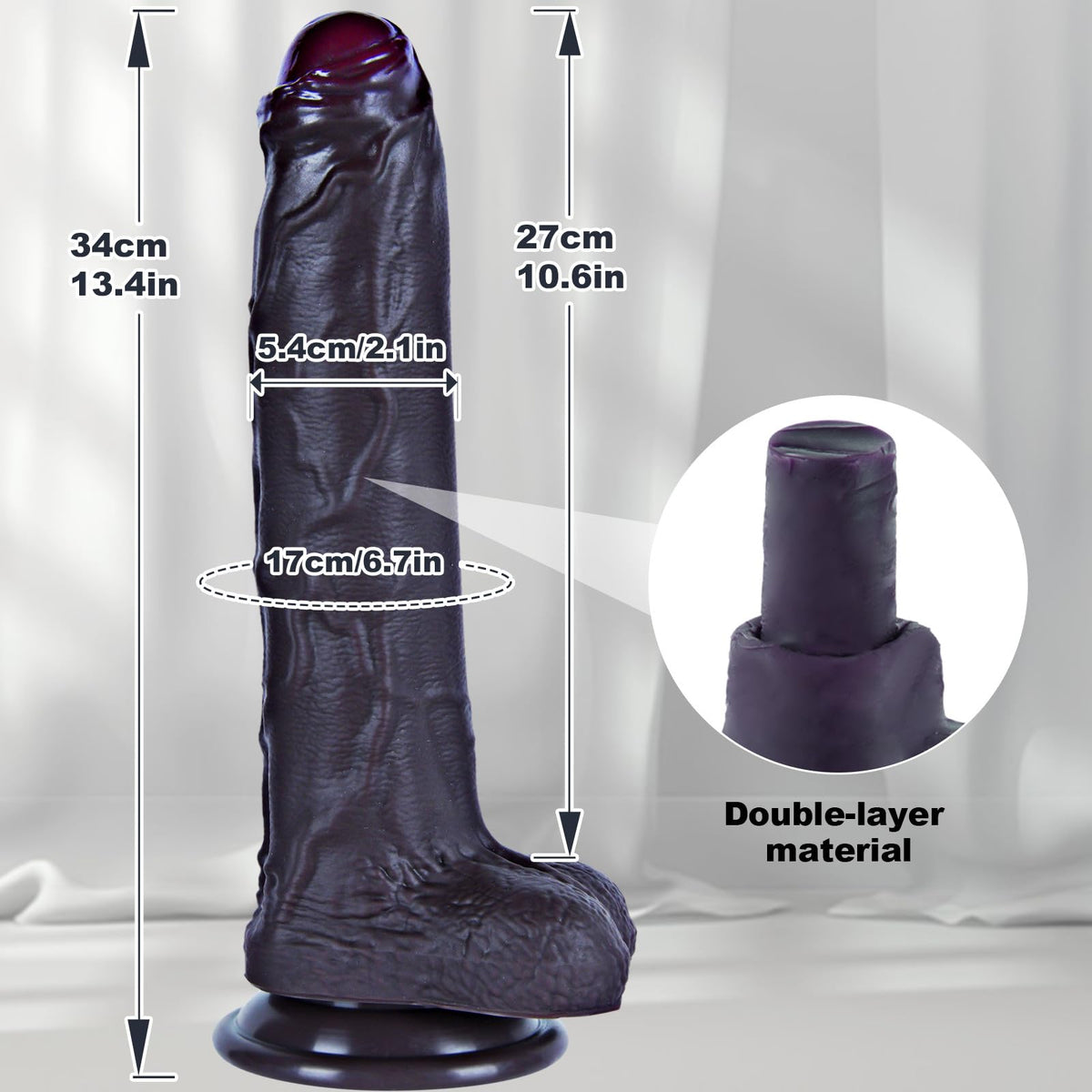 13.4" Dual Density Silicone Dildo with Suction Cup C590