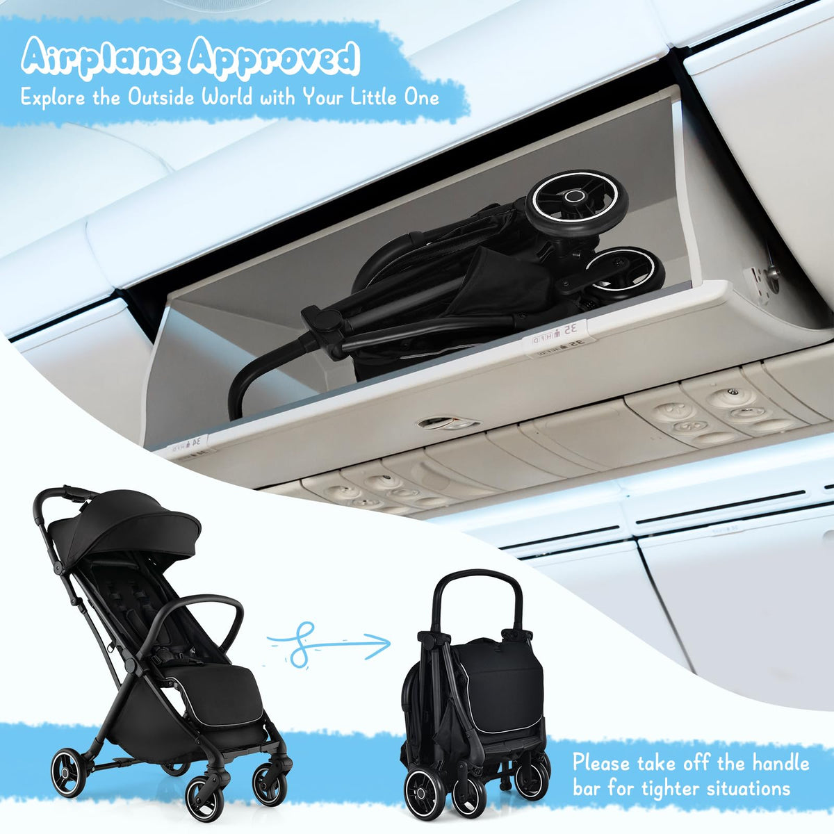 Lightweight Compact Baby Stroller with Canopy V9458